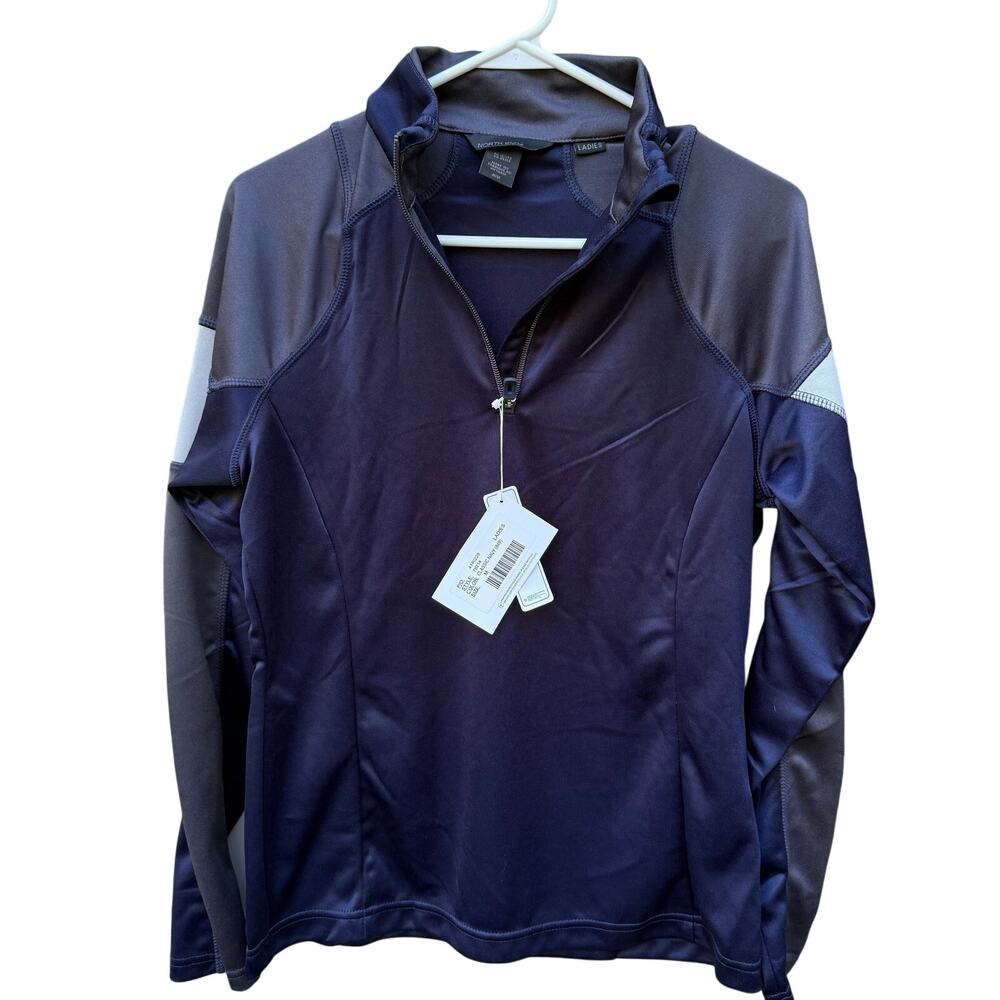 North End Sports Womens M 1/4 Zip Pullover Moisture Wicking Navy NWT Style 78214